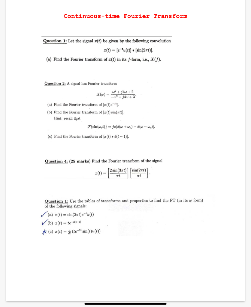 Solved Continuous Time Fourier Series Question 1 25 Mar Chegg Com