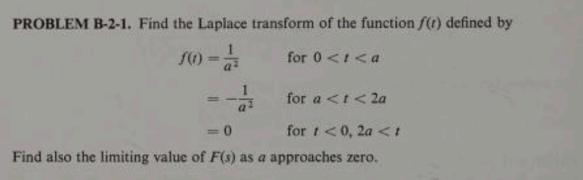 Solved PROBLEM B-2-1. Find The Laplace Transform Of The | Chegg.com