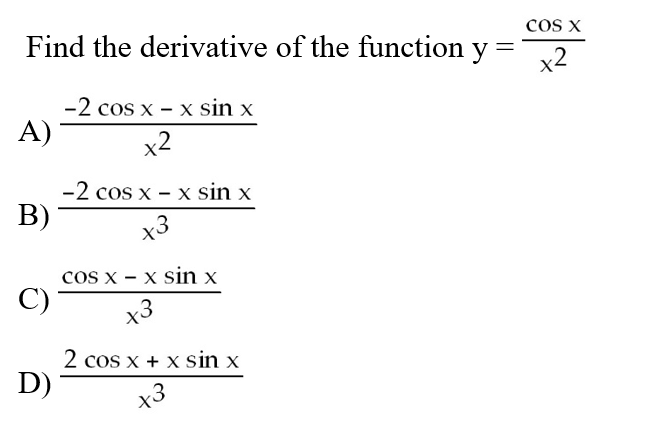 find the derivative of x cosx