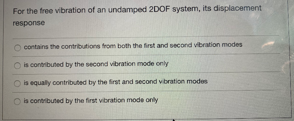 Solved For the free vibration of an undamped 2DOF system, | Chegg.com