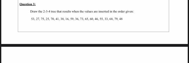Solved Question 3: Draw the 2-3-4 tree that results when the | Chegg.com