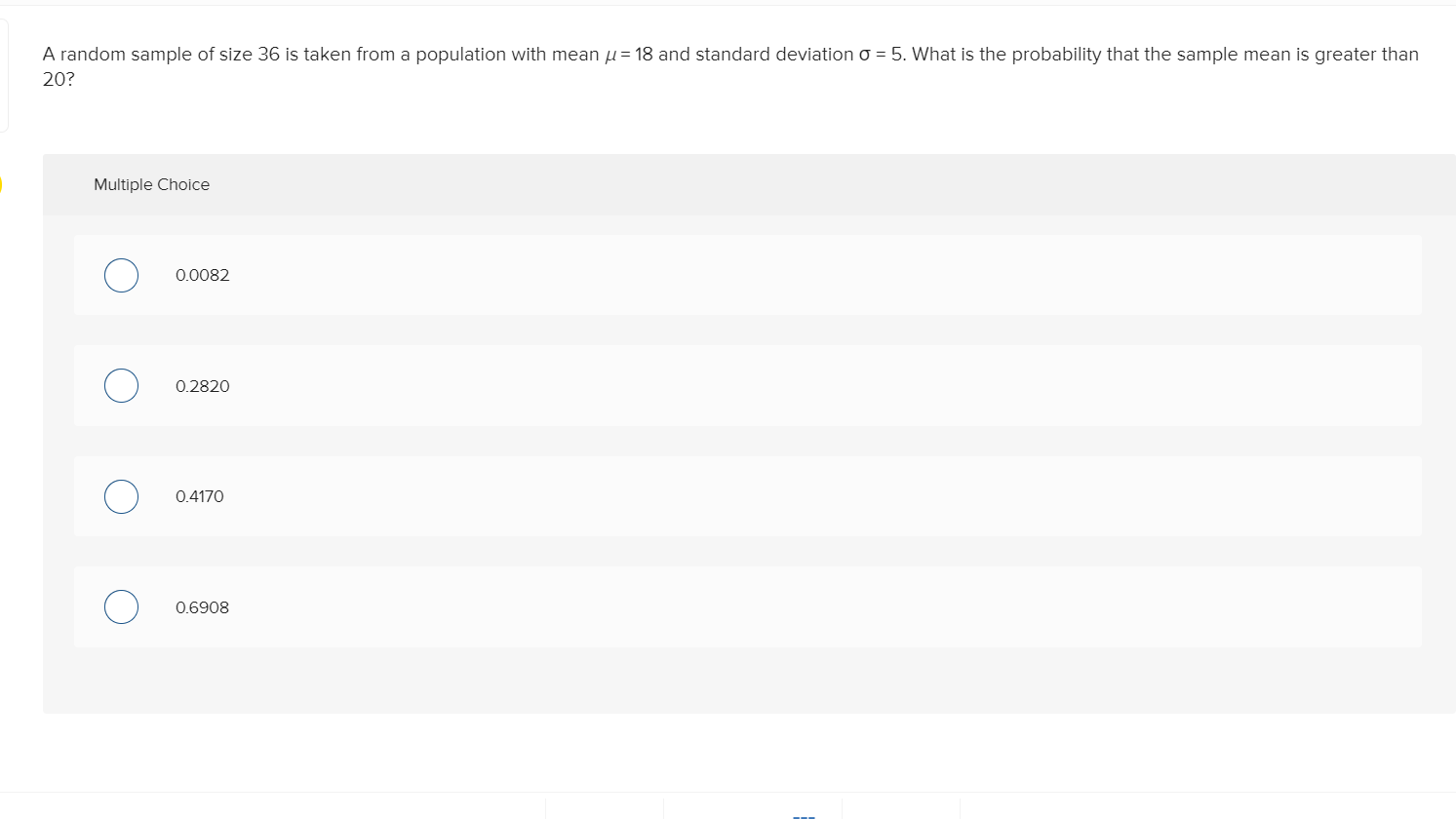 Solved A random sample of size 36 is taken from a population | Chegg.com