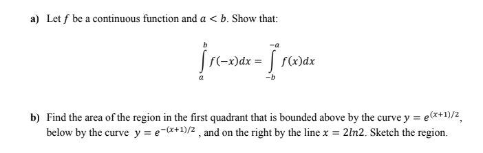 Solved A) Let F Be A Continuous Function And A | Chegg.com