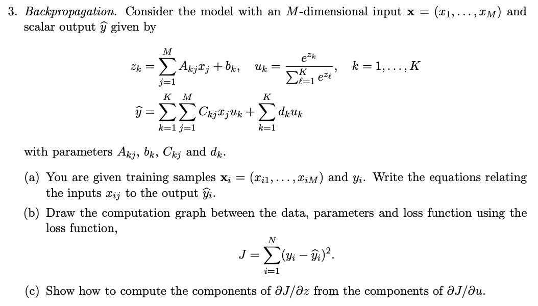 Solved 3. Backpropagation. Consider The Model With An 