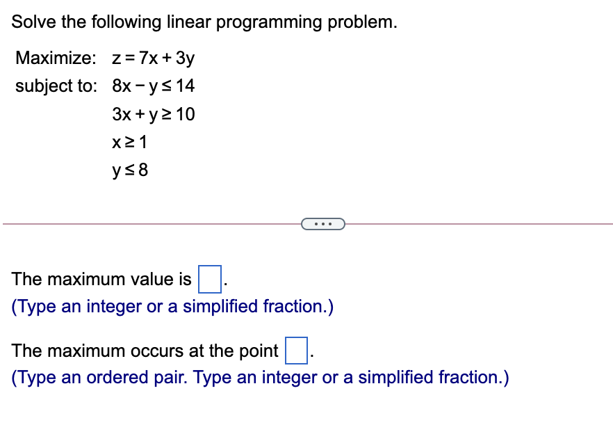 Solved Solve the following linear programming problem. | Chegg.com