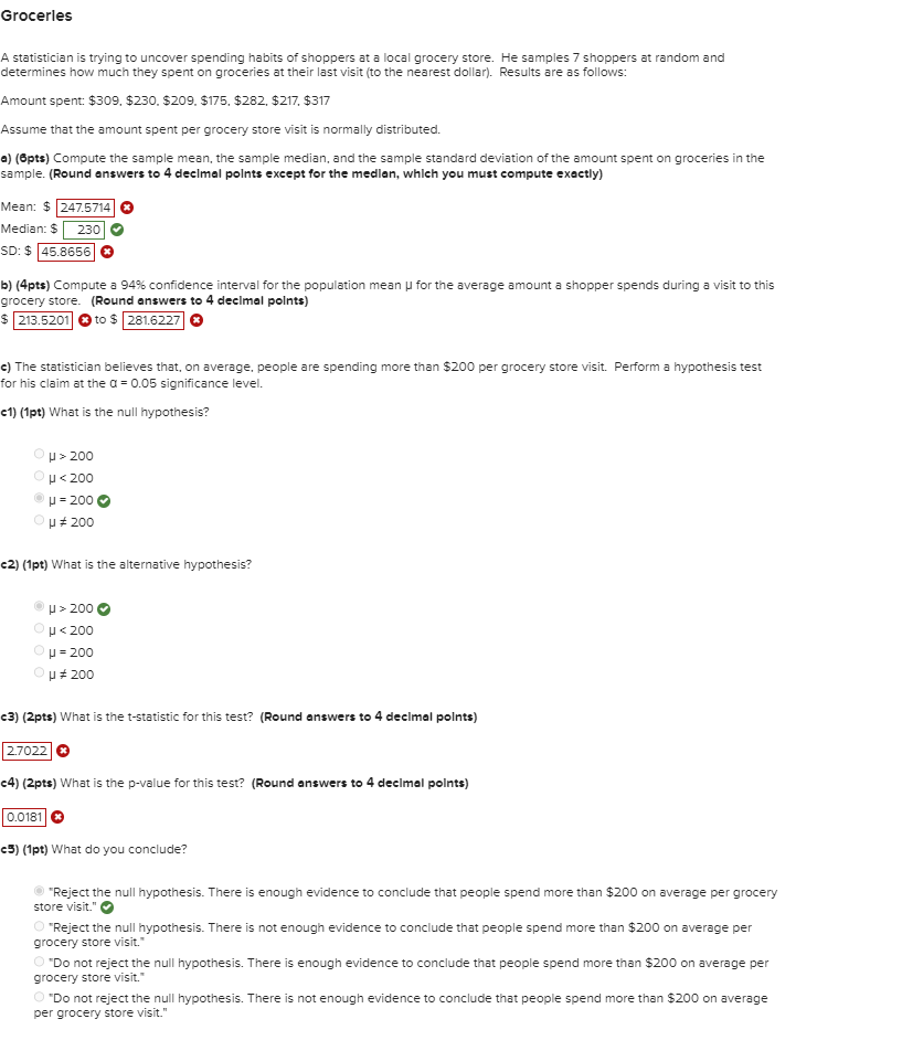 Solved b) ( 4 pts) Compute a 94% confidence interval for the | Chegg.com