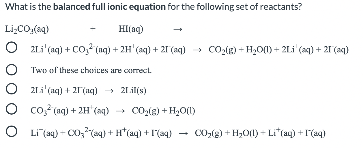 Solved What is the balanced net ionic equation for the | Chegg.com