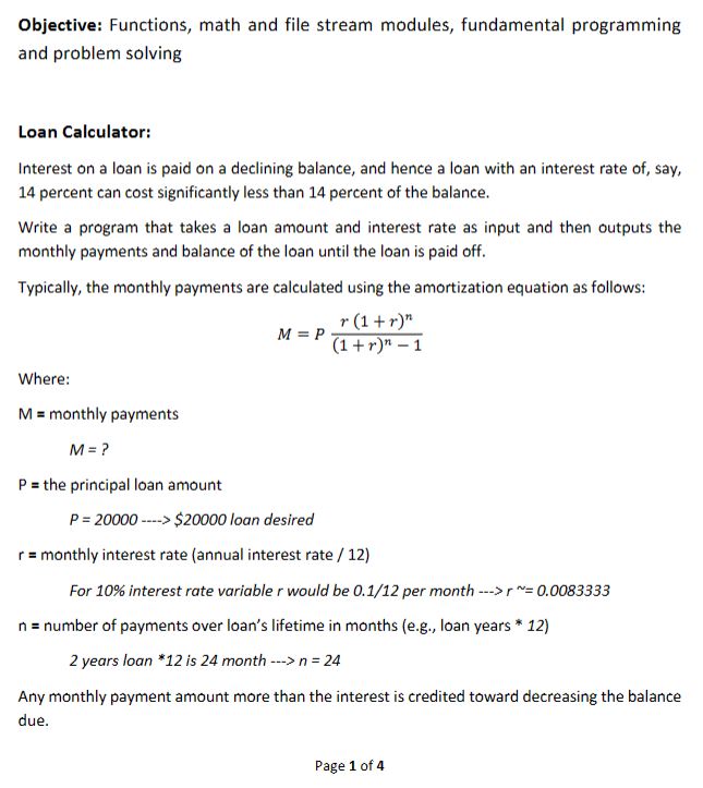 Solved Objective: Functions, Math And File Stream Modules, | Chegg.com