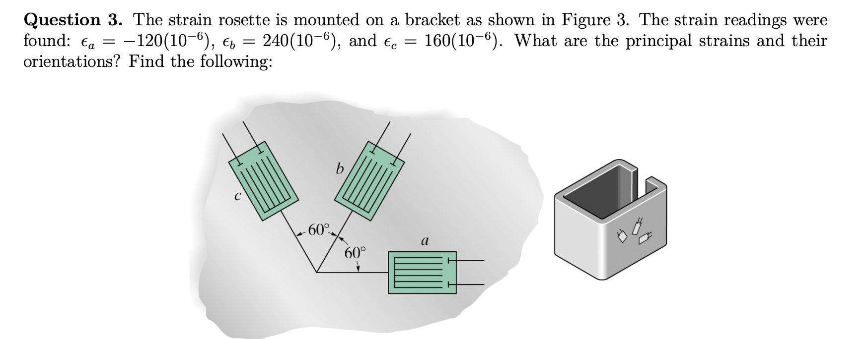 Solved Question 3. The strain rosette is mounted on a | Chegg.com