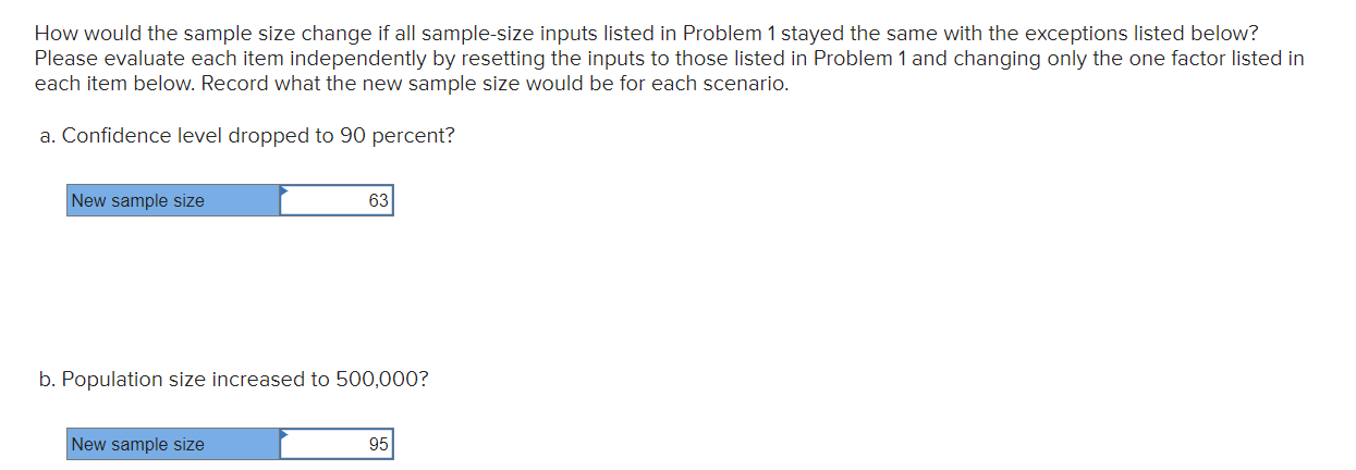 How would the sample size change if all sample-size | Chegg.com
