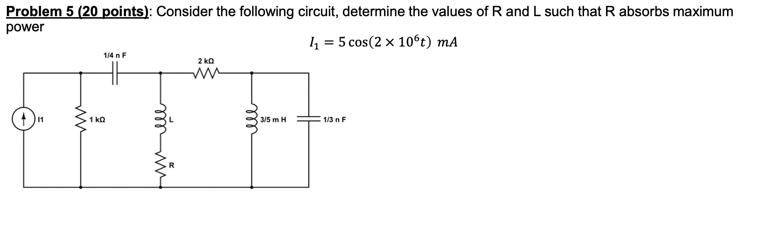 Solved Problem 5 (20 points): Consider the following | Chegg.com