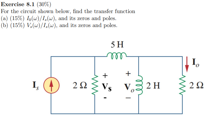 Solved Exercise 8.1(30%) For the circuit shown below, find | Chegg.com