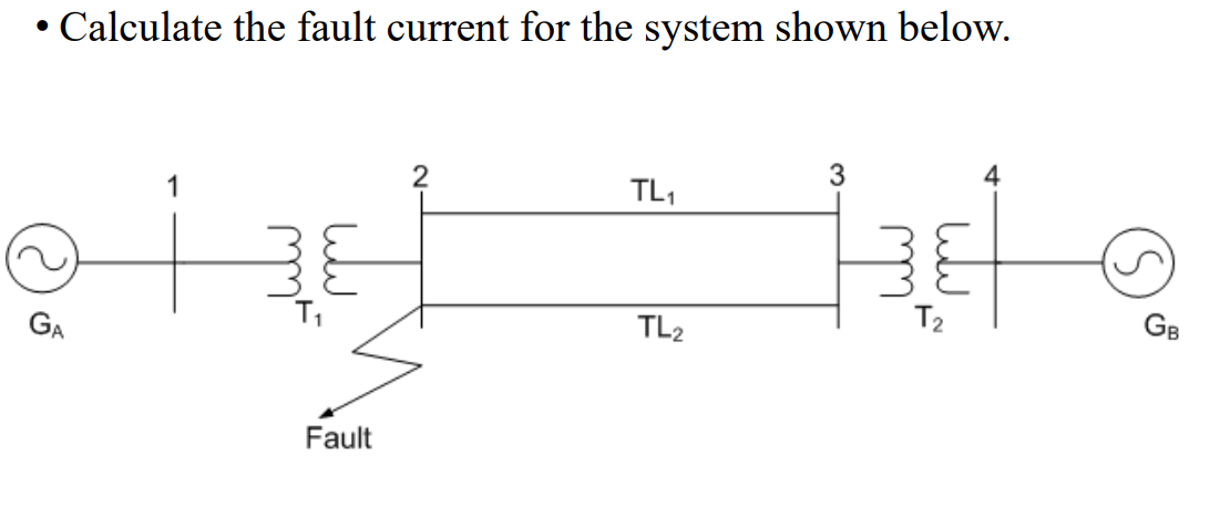 - Calculate the fault current for the system shown below.