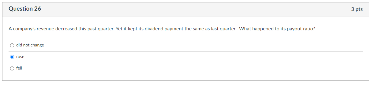 Solved Question 26 3 pts A company's revenue decreased this | Chegg.com