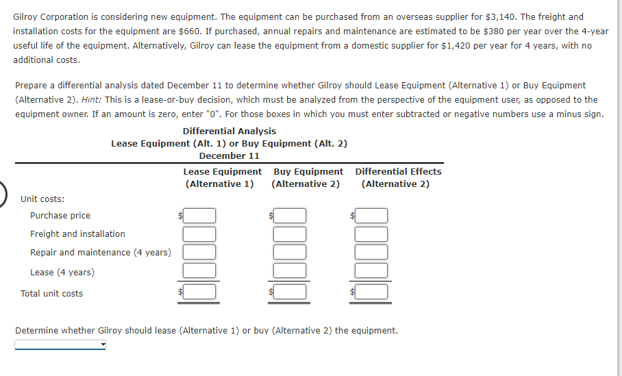Solved Gilroy Corporation is considering new equipment. The