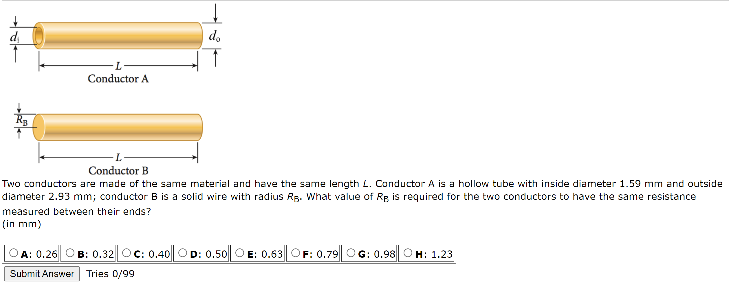 Solved Two Conductors Are Made Of The Same Material And Have | Chegg.com