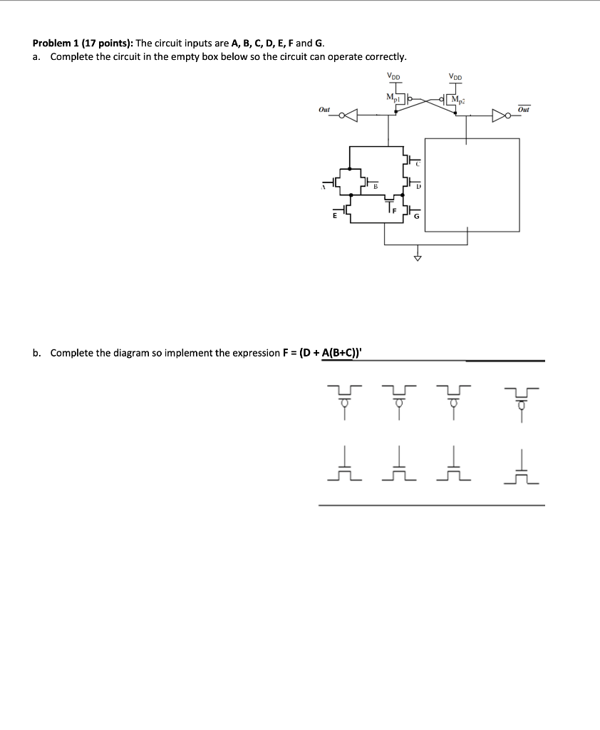 Solved Problem 1 (17 points): The circuit inputs are A, B, | Chegg.com