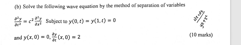 Solved (b) Solve the following wave equation by the method | Chegg.com