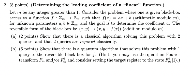 2. (8 points) (Determining the leading coefficient of | Chegg.com