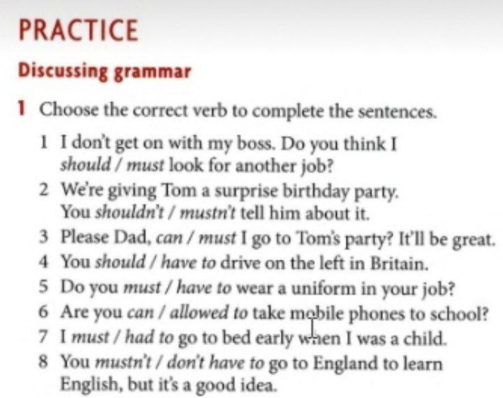 Solved PRACTICE Discussing grammar 1 Choose the correct verb