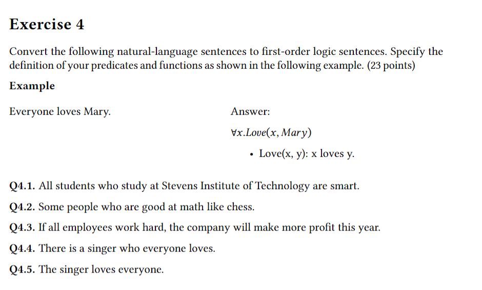 Convert the following naturallanguage sentences to