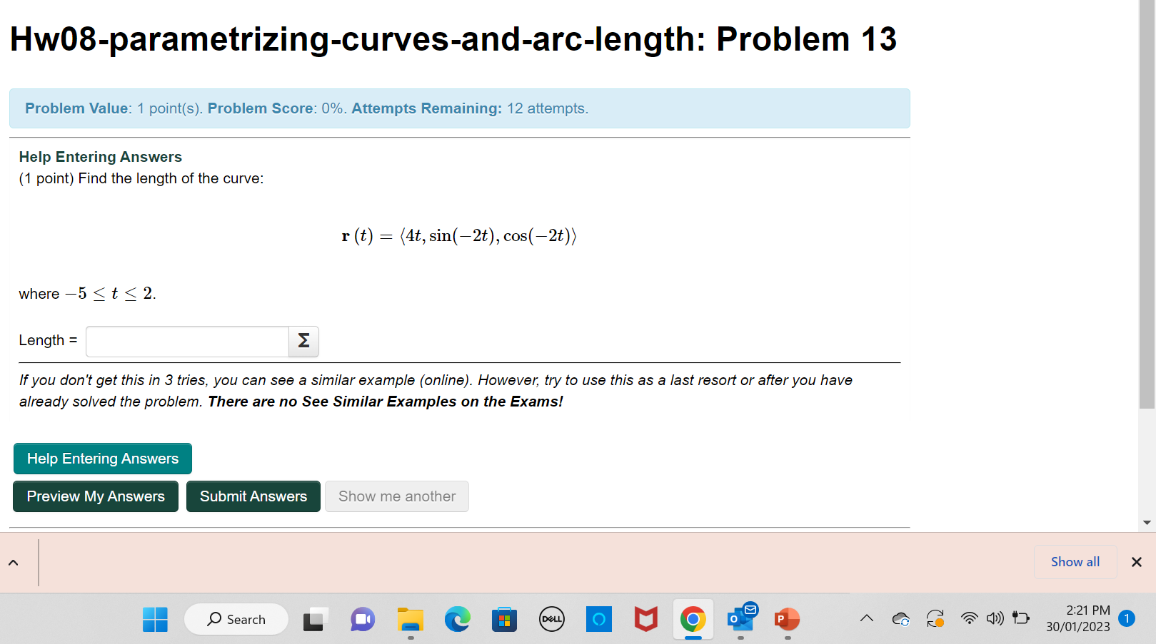 Solved Hw08-parametrizing-curves-and-arc-length: Problem 13 | Chegg.com