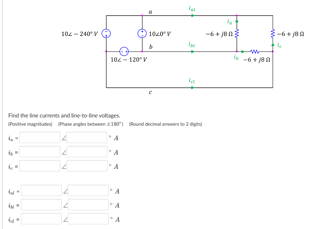 Solved Find the line currents and line-to-line voltages. | Chegg.com