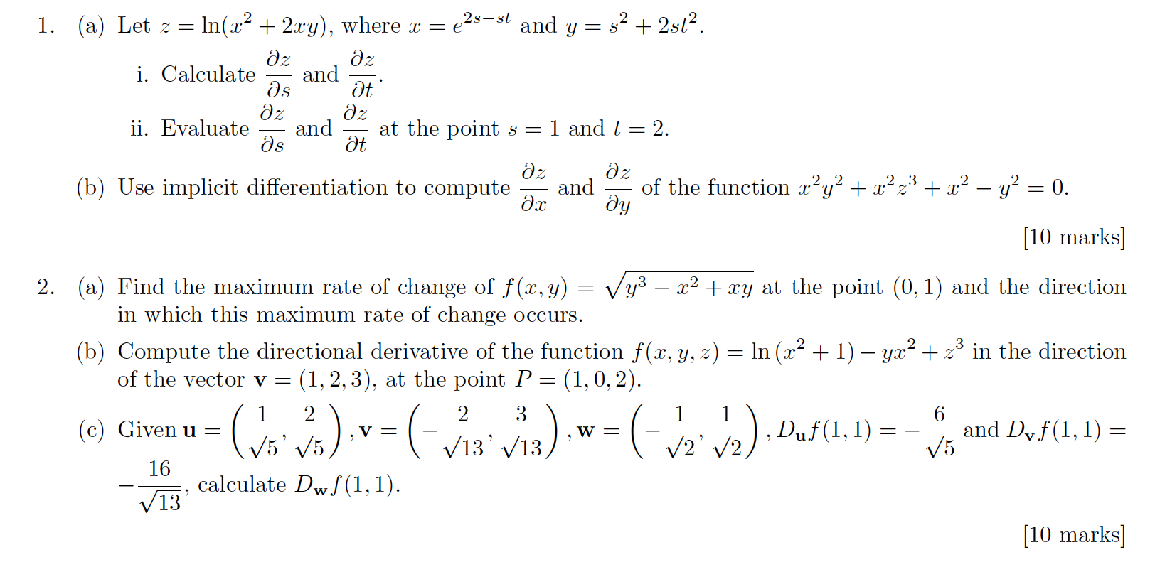 Solved 1 A Let Z Ln X 2xy Where X 25 St And Chegg Com