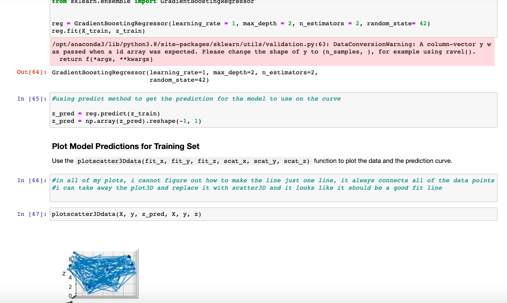 Solved below is my code to plot a 3d scatter plot as well as | Chegg.com