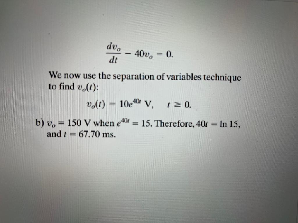 Solved I would really like to see the steps for how v0(t) | Chegg.com
