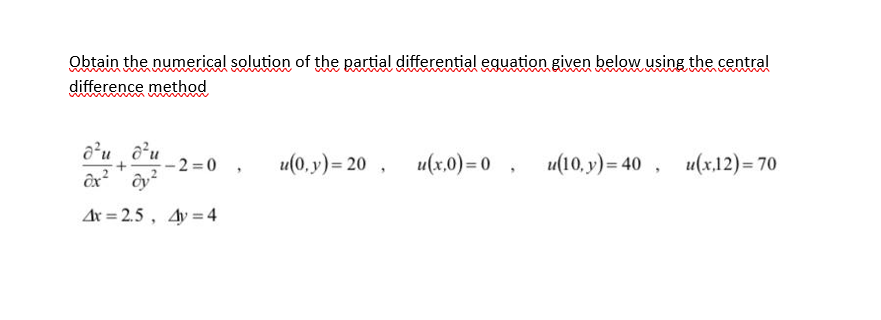 Obtain the numerical solution of the partial | Chegg.com