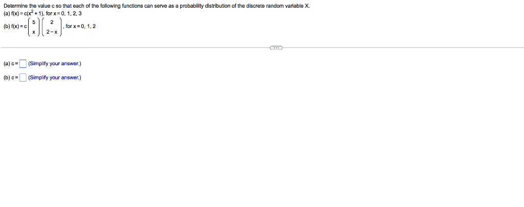 Solved Determine the value c so that each of the following | Chegg.com