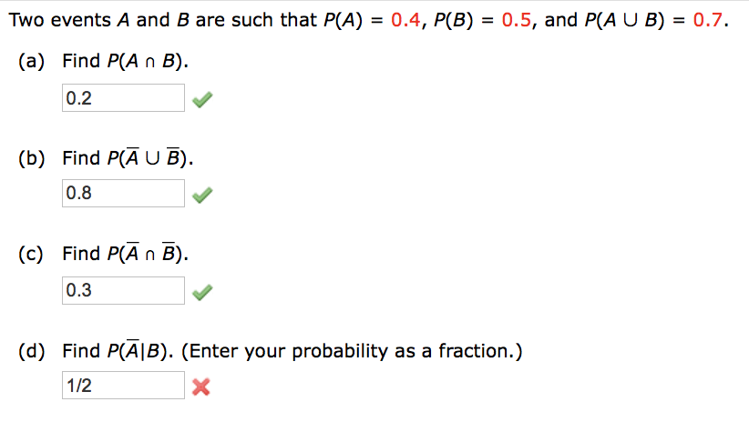 Solved Two Events A And B Are Such That P(A) = 0.4, P(B) = | Chegg.com