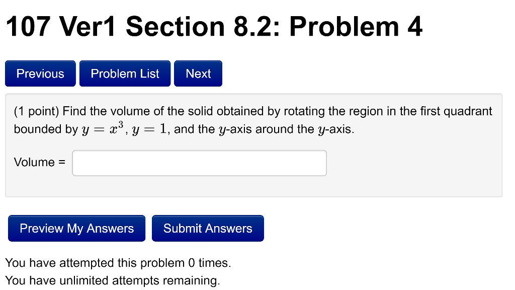 Solved 107 Ver1 Section 8.2: Problem 3 Previous Problem List | Chegg.com