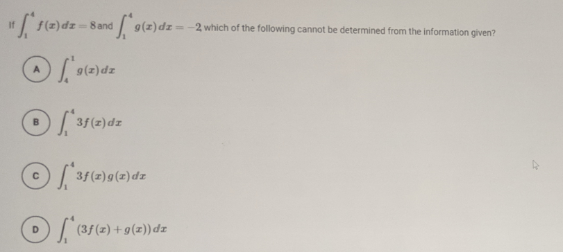 Solved F X Dx 8 And G X Dx 2 Which Of The Following