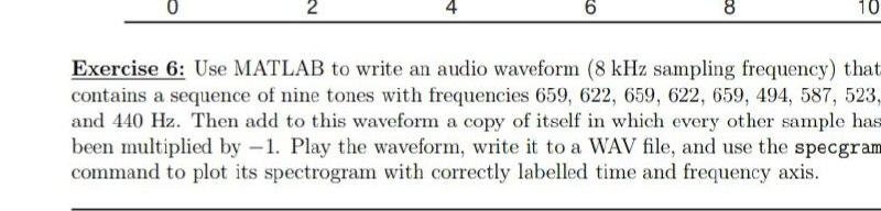 Solved 2 6 8 10 Exercise 6: Use MATLAB to write an audio | Chegg.com