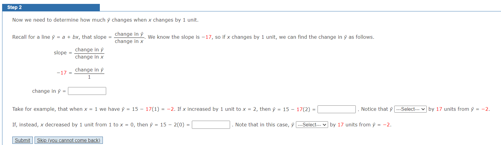 Solved Now we need to determine how much y^ changes when x | Chegg.com