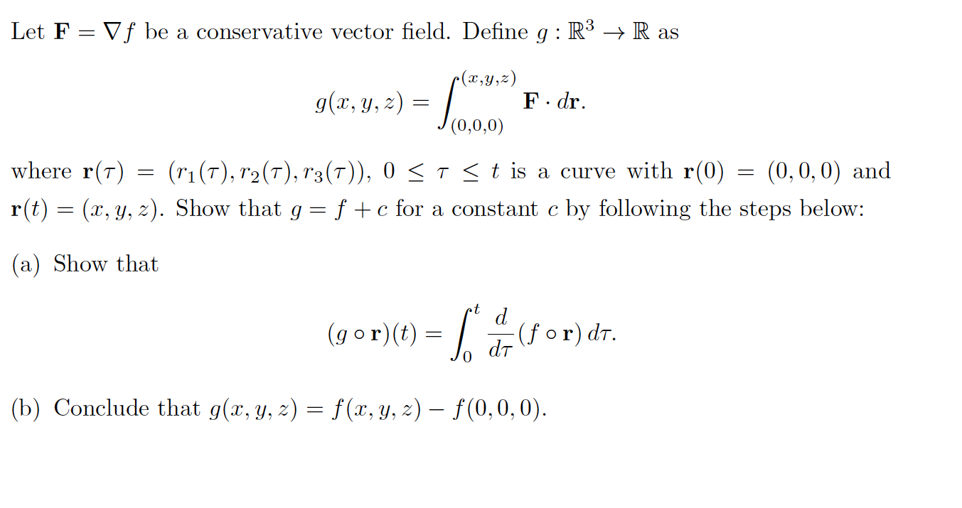 Solved Let F Vf Be A Conservative Vector Field Define Chegg Com