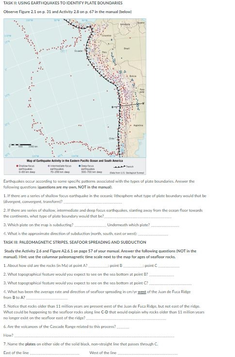 Solved TASK I: USING EARTHQUAKES TO IDENTIFY PLATE | Chegg.com