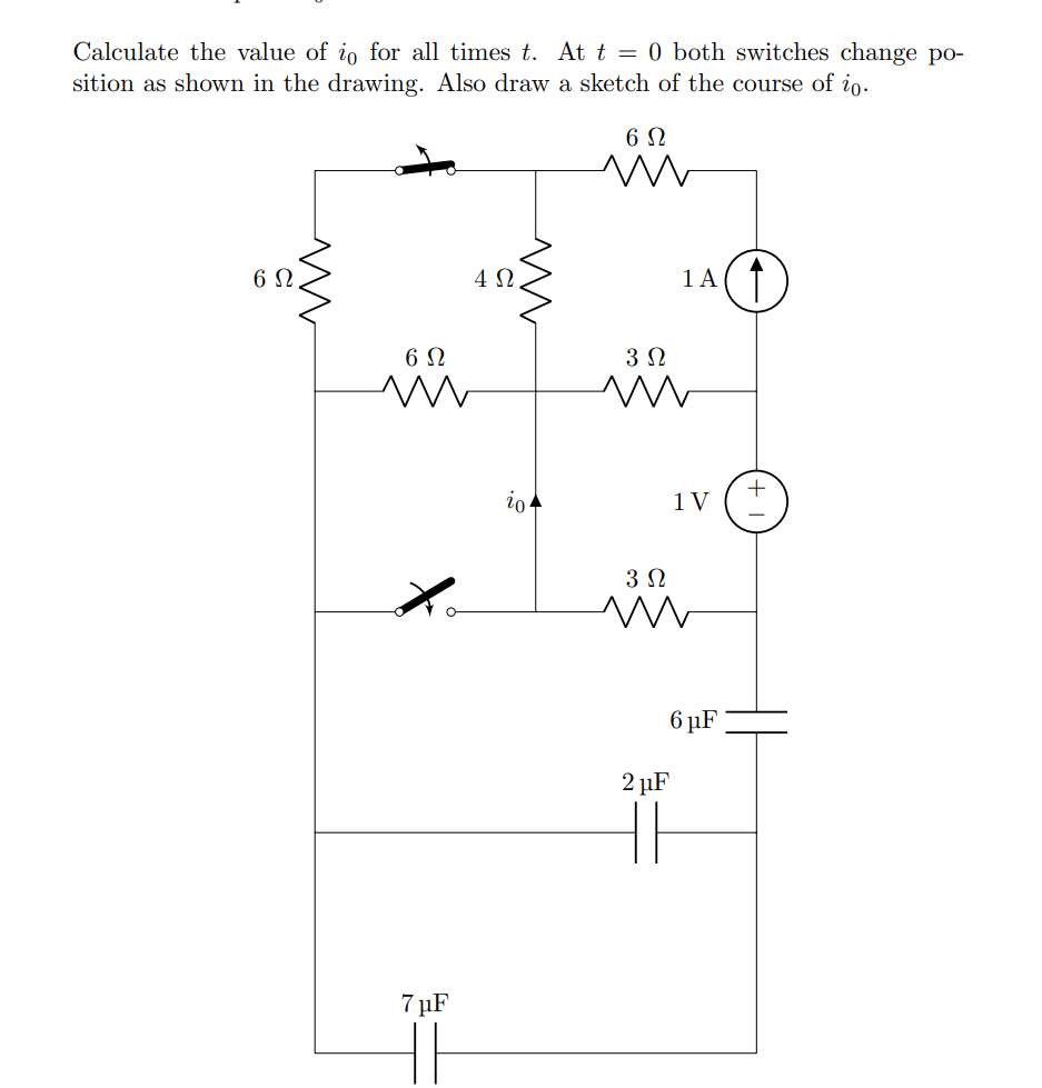 Solved Calculate the value of i0 for all times t. At t=0 | Chegg.com