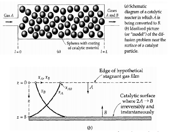 Solved In a simplified catalytic reactor model, a 2A --> B | Chegg.com