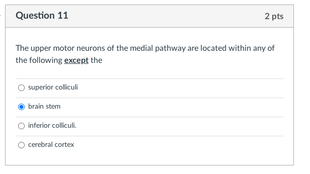 Solved Question 11 2 pts The upper motor neurons of the | Chegg.com