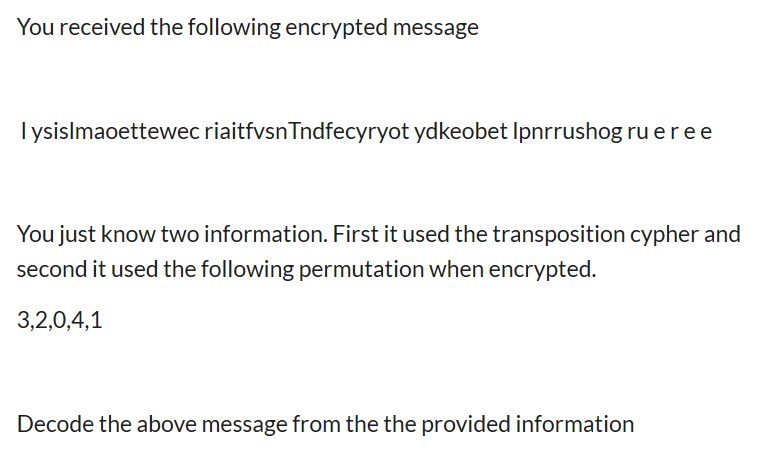 You received the following encrypted message | Chegg.com