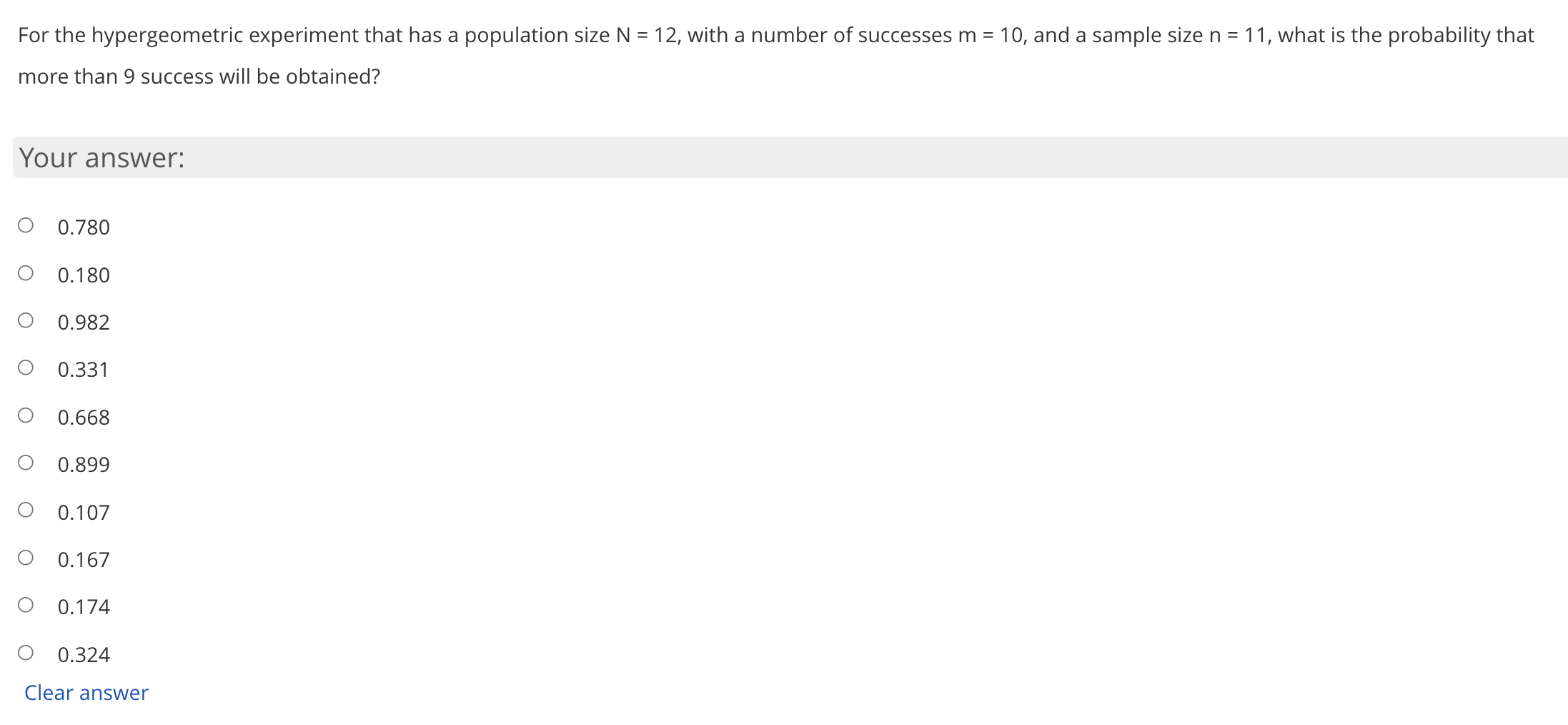 Solved For the hypergeometric experiment that has a | Chegg.com