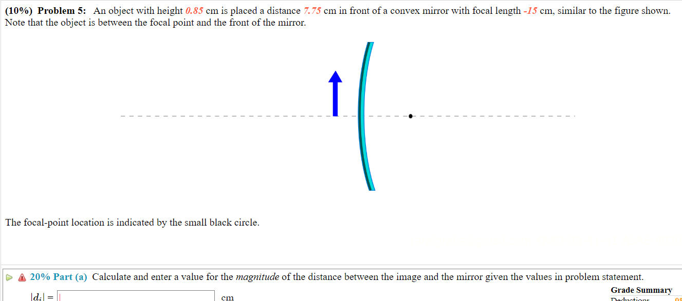 Solved (10\%) Problem 5: An object with height 0.85 cm is | Chegg.com