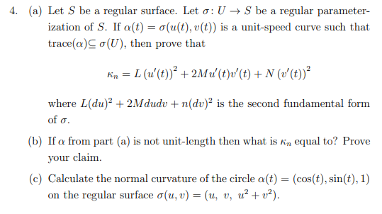 Solved 4 A Let S Be A Regular Surface Let O U S Be Chegg Com