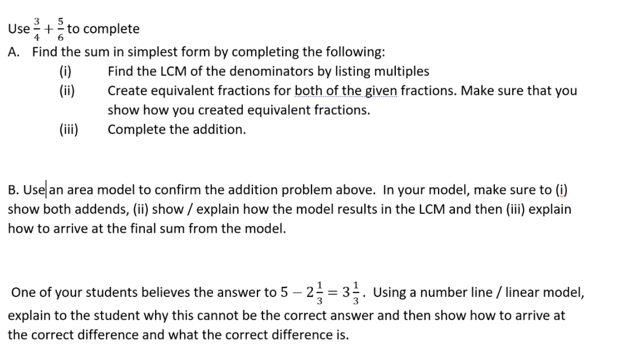 Solved 3 5 Use + to complete 4 A. Find the sum in simplest | Chegg.com