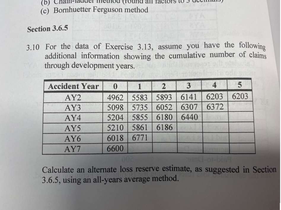 (b) Tactors (c) Bornhuetter Ferguson method Section