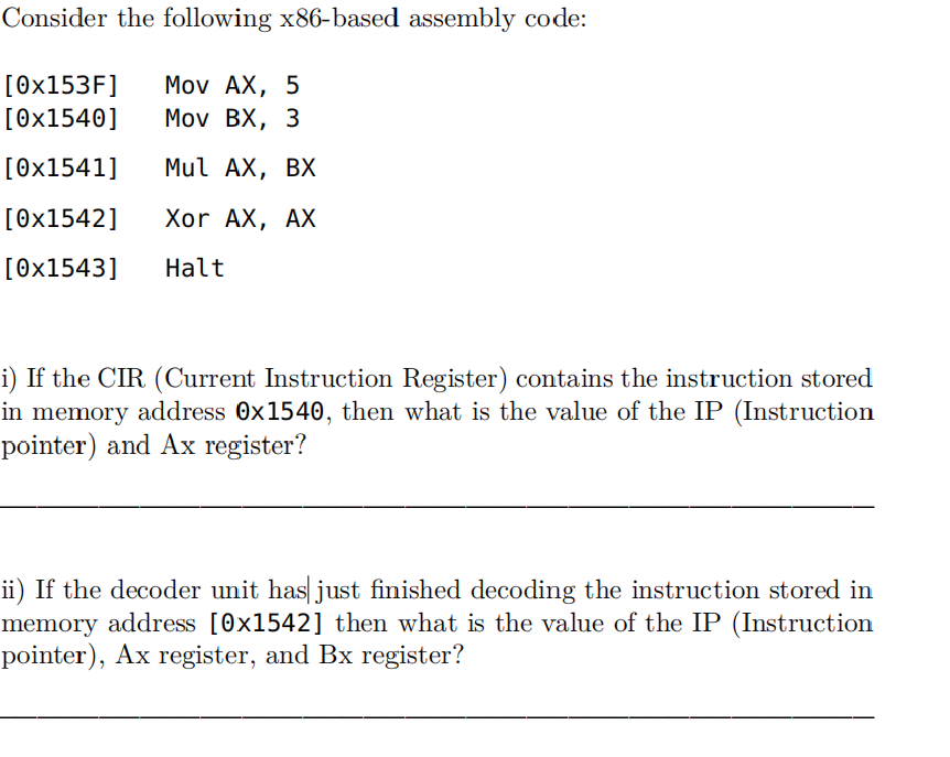 Solved Consider the following x86-based assembly code: | Chegg.com