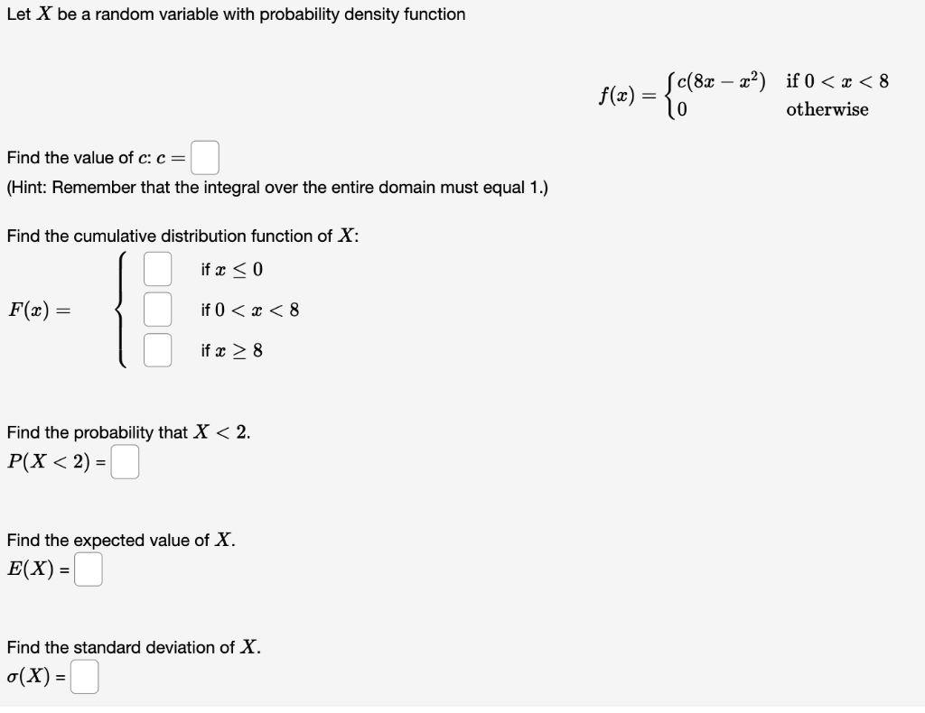 Solved Let X be a random variable with probability density | Chegg.com